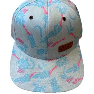 Hawaiian Trucker Hat Tropical Fishing White Island Colorful Skater Surfer EUC